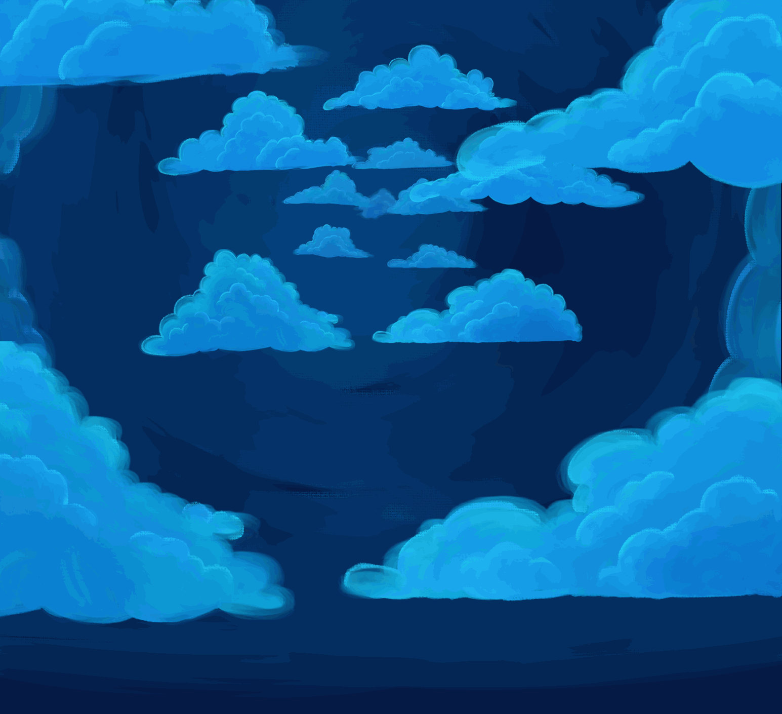 A downward pan from the sky to an overhead view of a nighttime london inspired by the flyover scene in Peter Pan